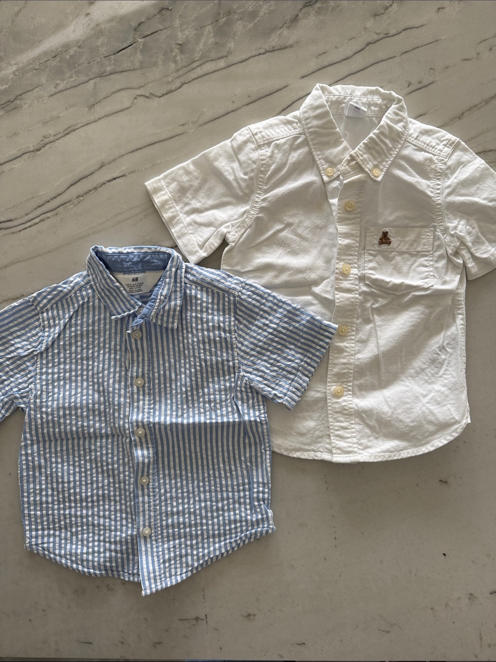 Light Blue Seersucker Striped Shirt and White Oxford Shirt